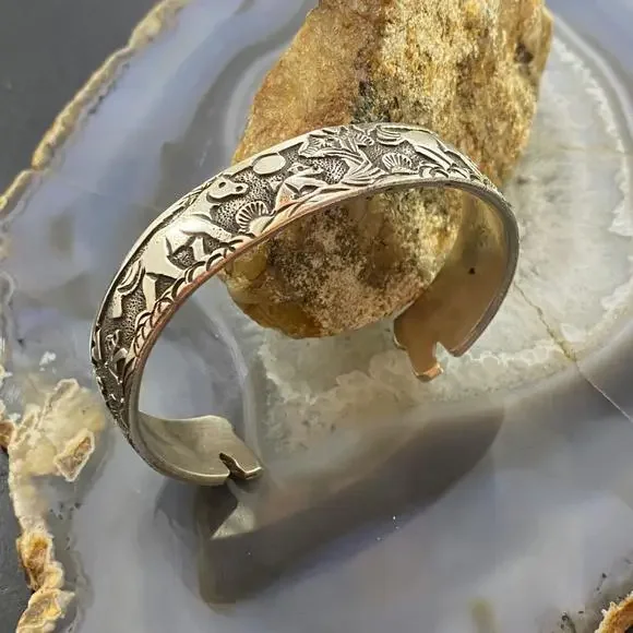 Lloyd Becenti Sterling Silver Horses in Desert Storyteller Bracelet For Women #3 - Picture 3 of 10